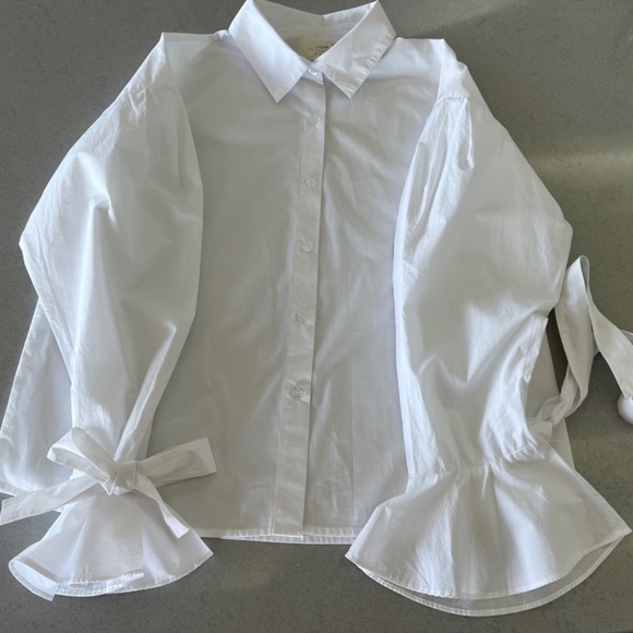 JOA Ruffle cuff Button Down Shirts White size M - Picture 3 of 8
